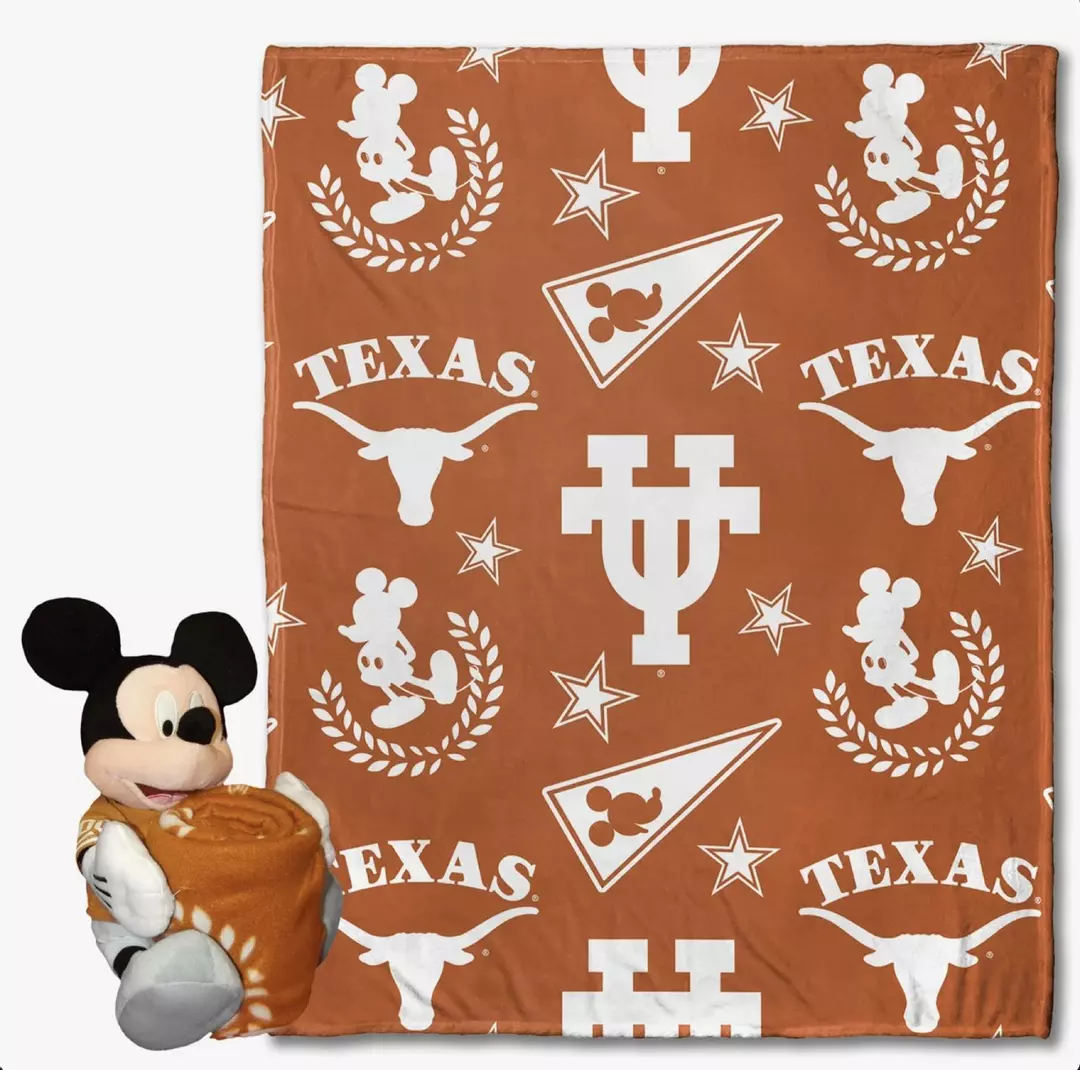 NCAA Texas Longhorns Disney Mickey Mouse Hugger 40"x50" Throw Blanket Set thumbnail