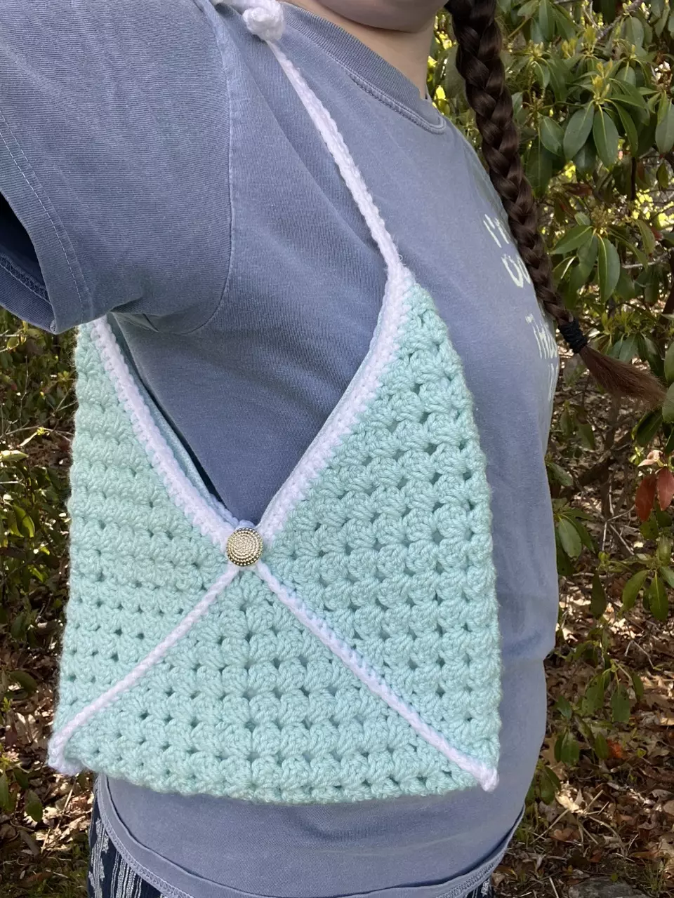 ✨Crochet Aqua Granny Sqaure Bag with Tie Straps✨ thumbnail