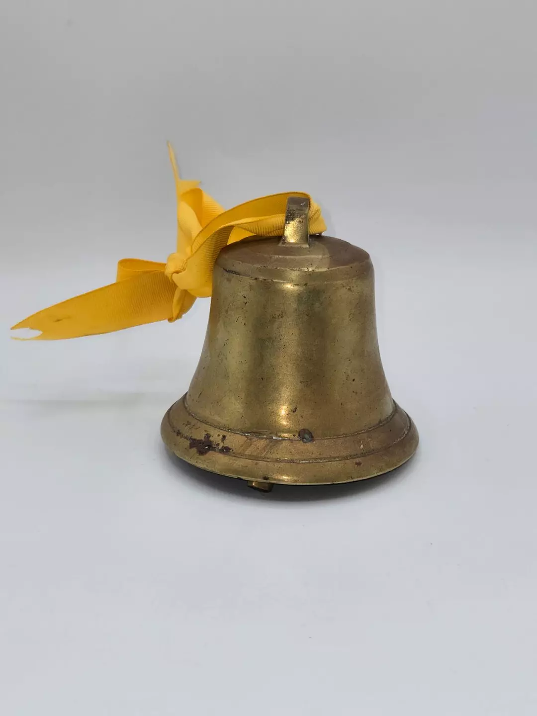 Vintage Solid Brass Hand Bell School Dinner Service Bell With Clapper & Ribbon thumbnail