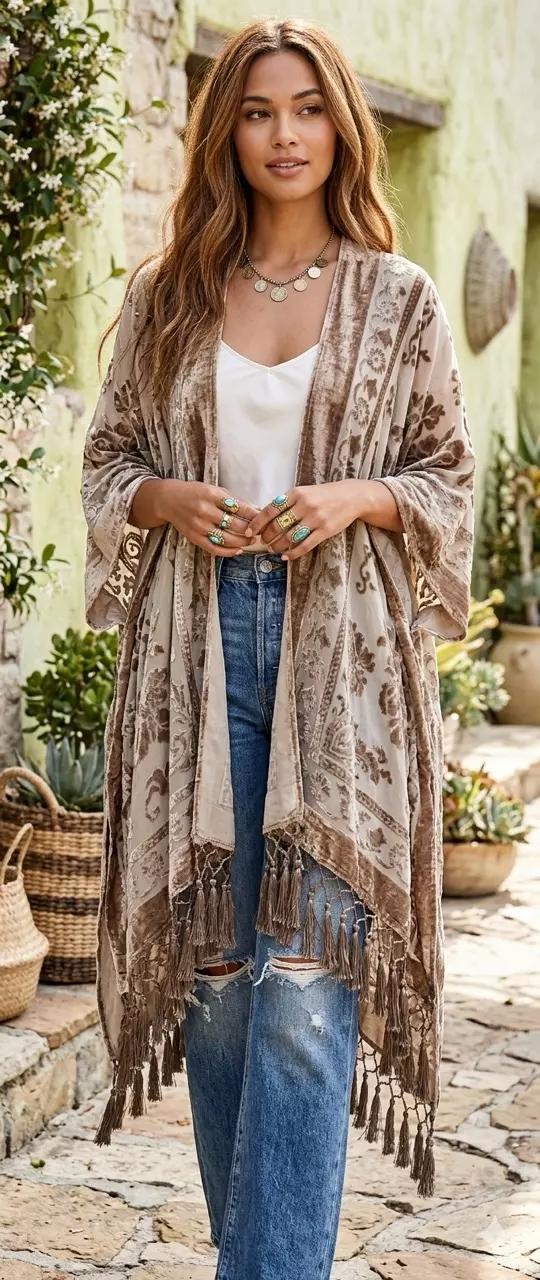 Boho velvety lux kimono thumbnail