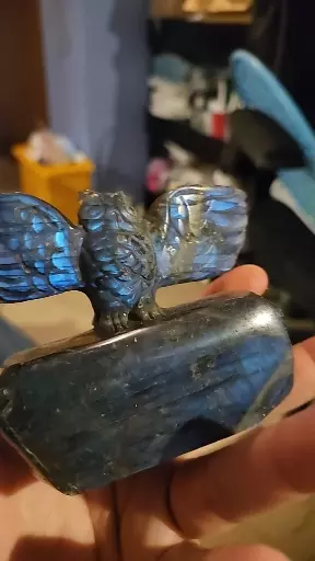 Labradorite owl on log was 90 thumbnail