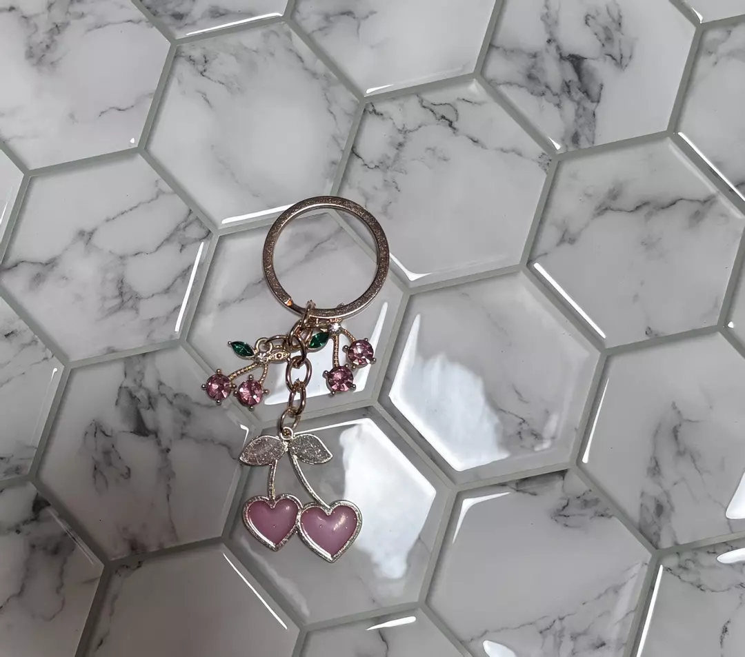 Pink Cherry Keychain/Bag Charm thumbnail