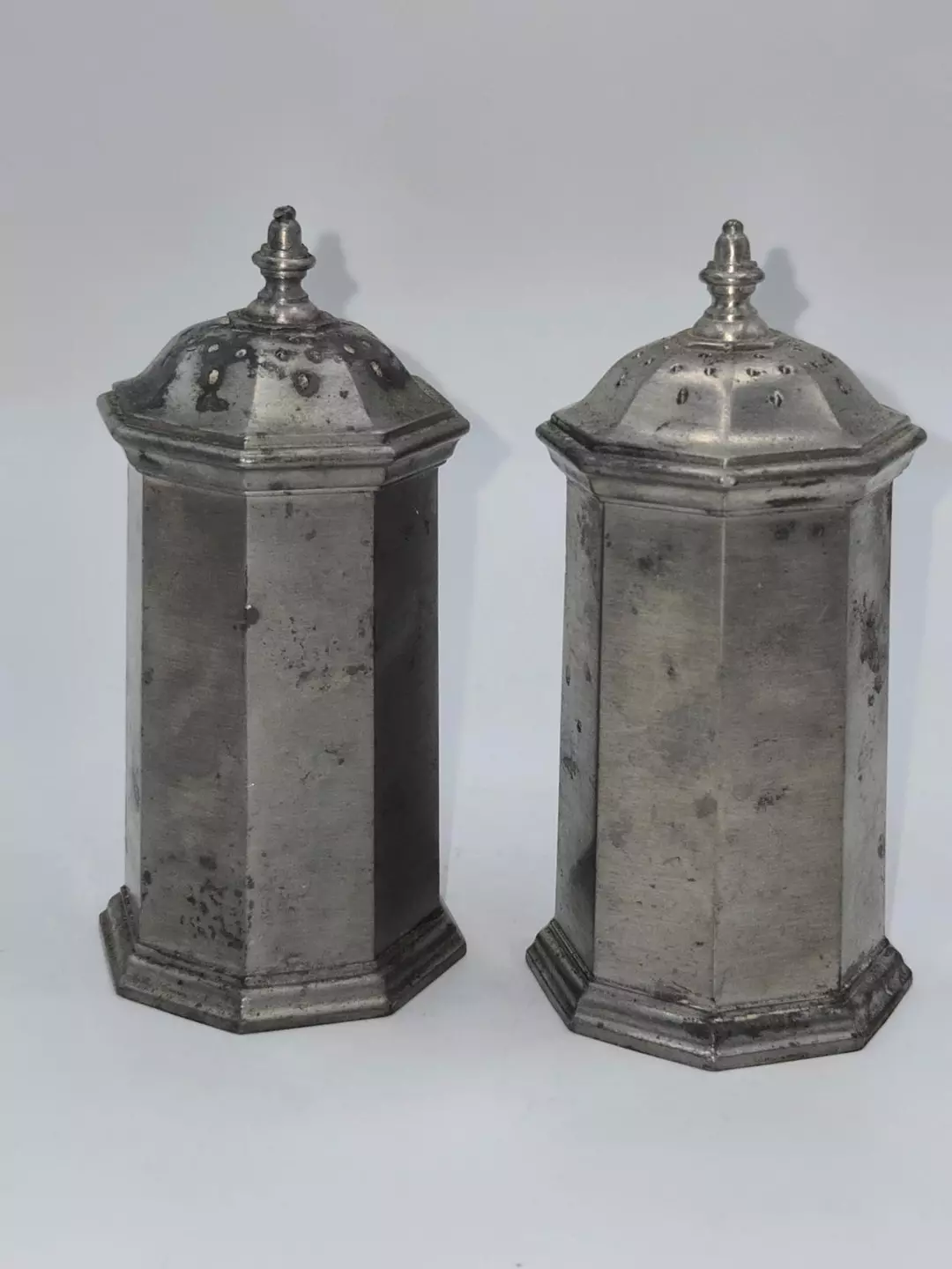 Vintage Gorham Pewter Salt & Pepper Shakers Octagonal Mid Century Modern PH57 thumbnail