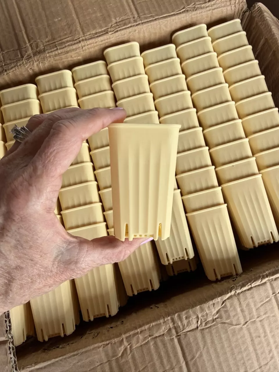 (10) 2”x3” yellow square pots with drain holes thumbnail