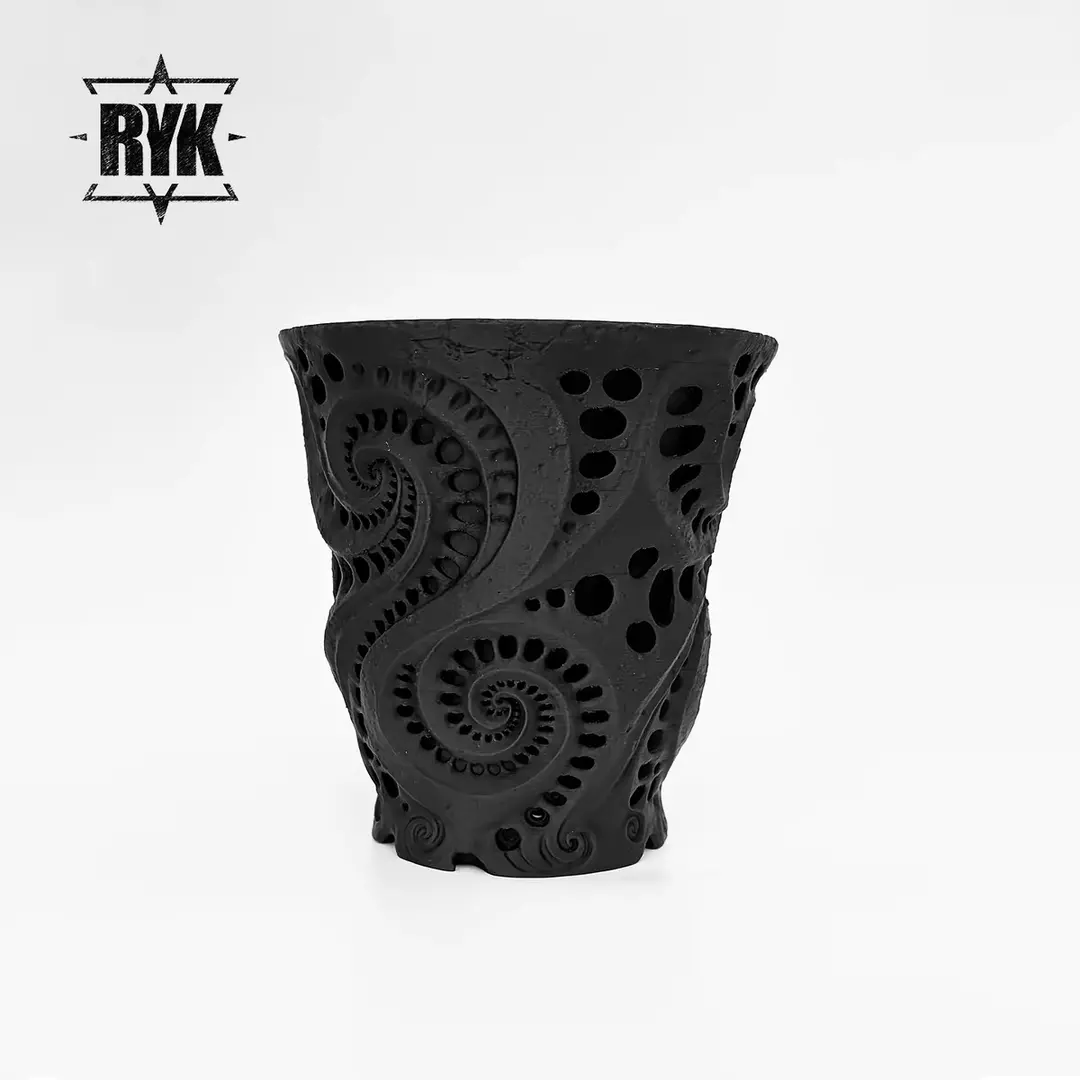 Artistic Breathable Planter - Spiral Cutout Black thumbnail