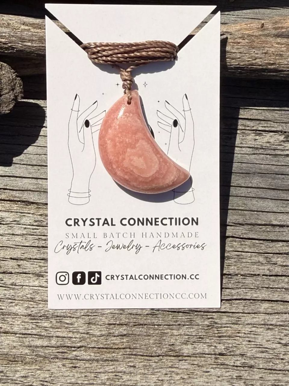 RHODOCHROSITE CRESCENT MOON NECKLACE 048 thumbnail
