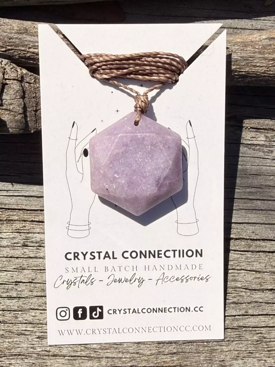 LEPIDOLITE HEXAGON NECKLACE 048 thumbnail