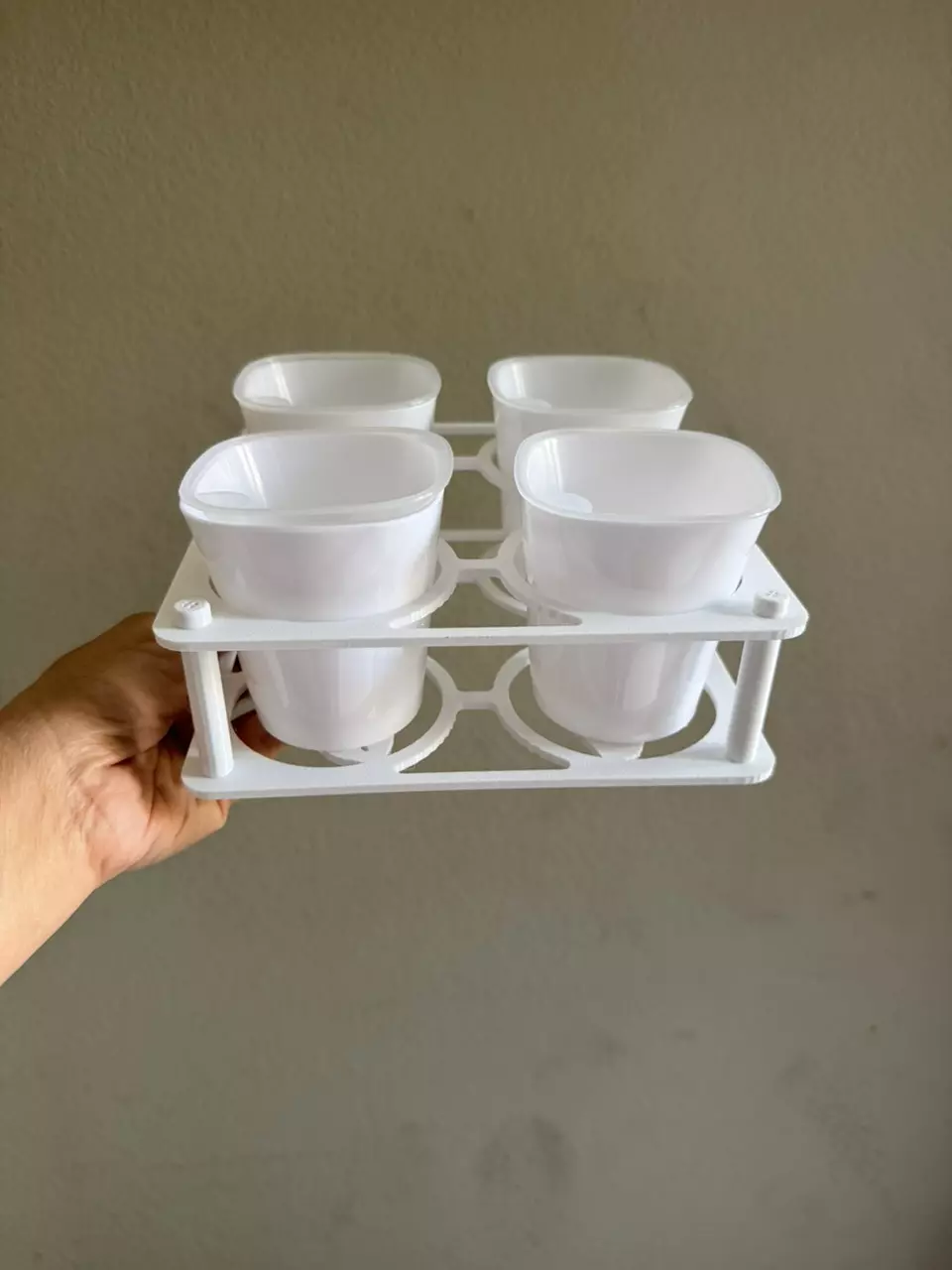 Cup holder and 3” square self watering pots 4 pots included. thumbnail