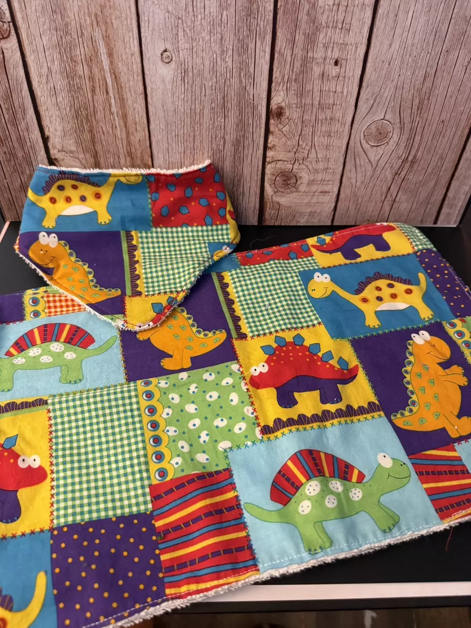 ‘90’s Dinosaur bib and burp cloth thumbnail