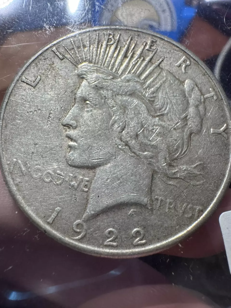 1922 Silver Peace Dollar UNDER MELT thumbnail