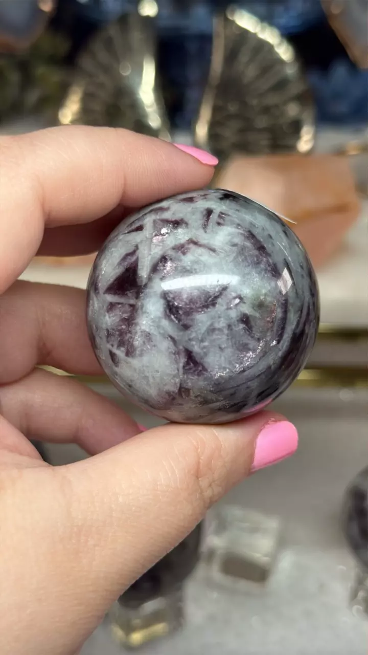 Lepidolite & Cleavlendite Sphere 46mm thumbnail