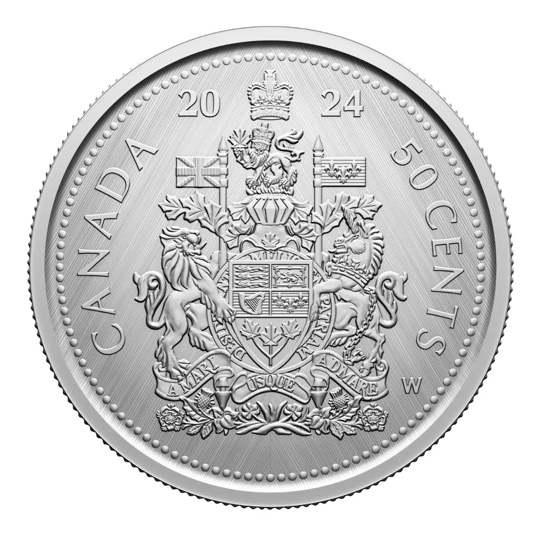 2024 Canada 50 Cent Coin: Coat of Arms w/ W Mint Mark - 1ozt Pure Silver thumbnail