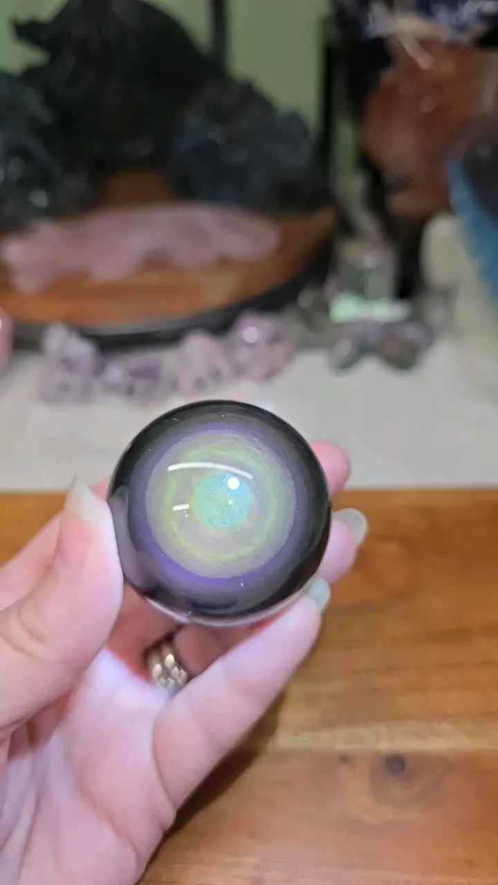 Rainbow Obsidian sphere 45.8mm w/stand #5 thumbnail