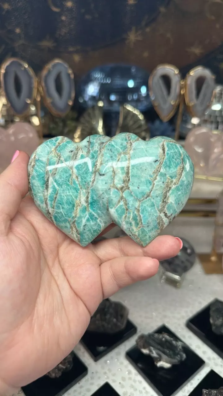 Amazonite & Smokey Double Heart thumbnail