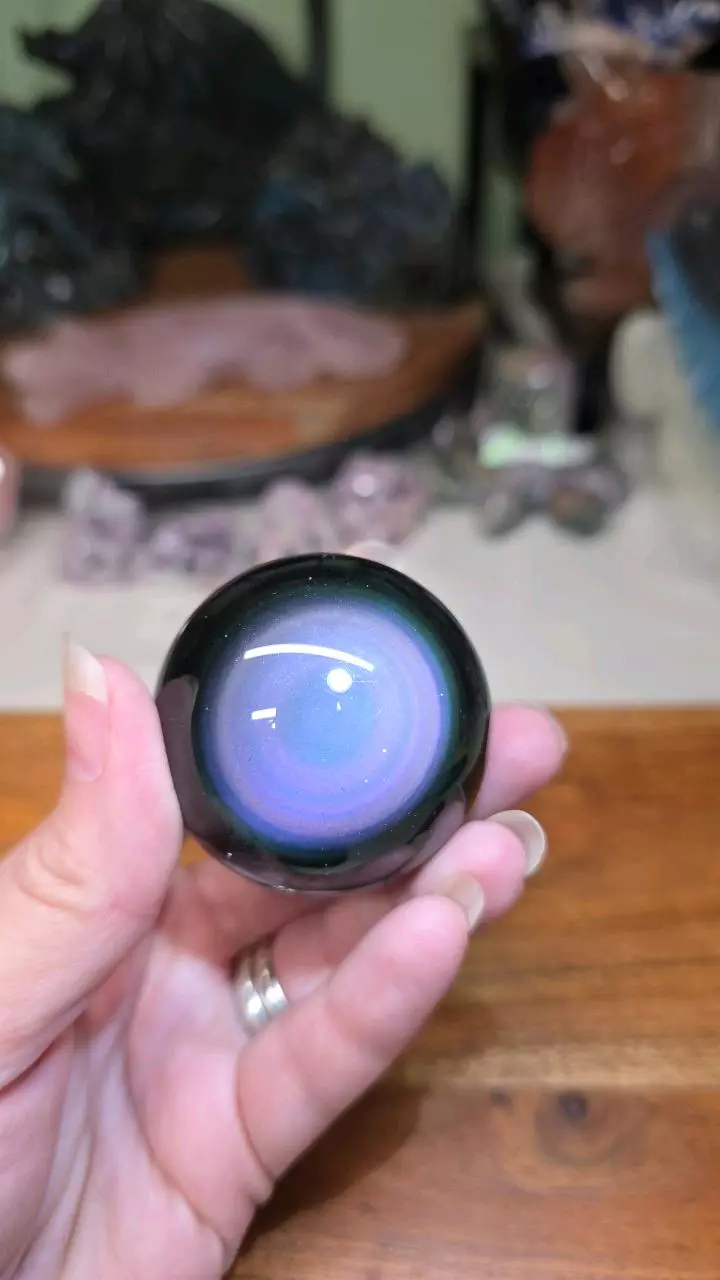 Rainbow Obsidian sphere 46.4mm w/stand #4 thumbnail