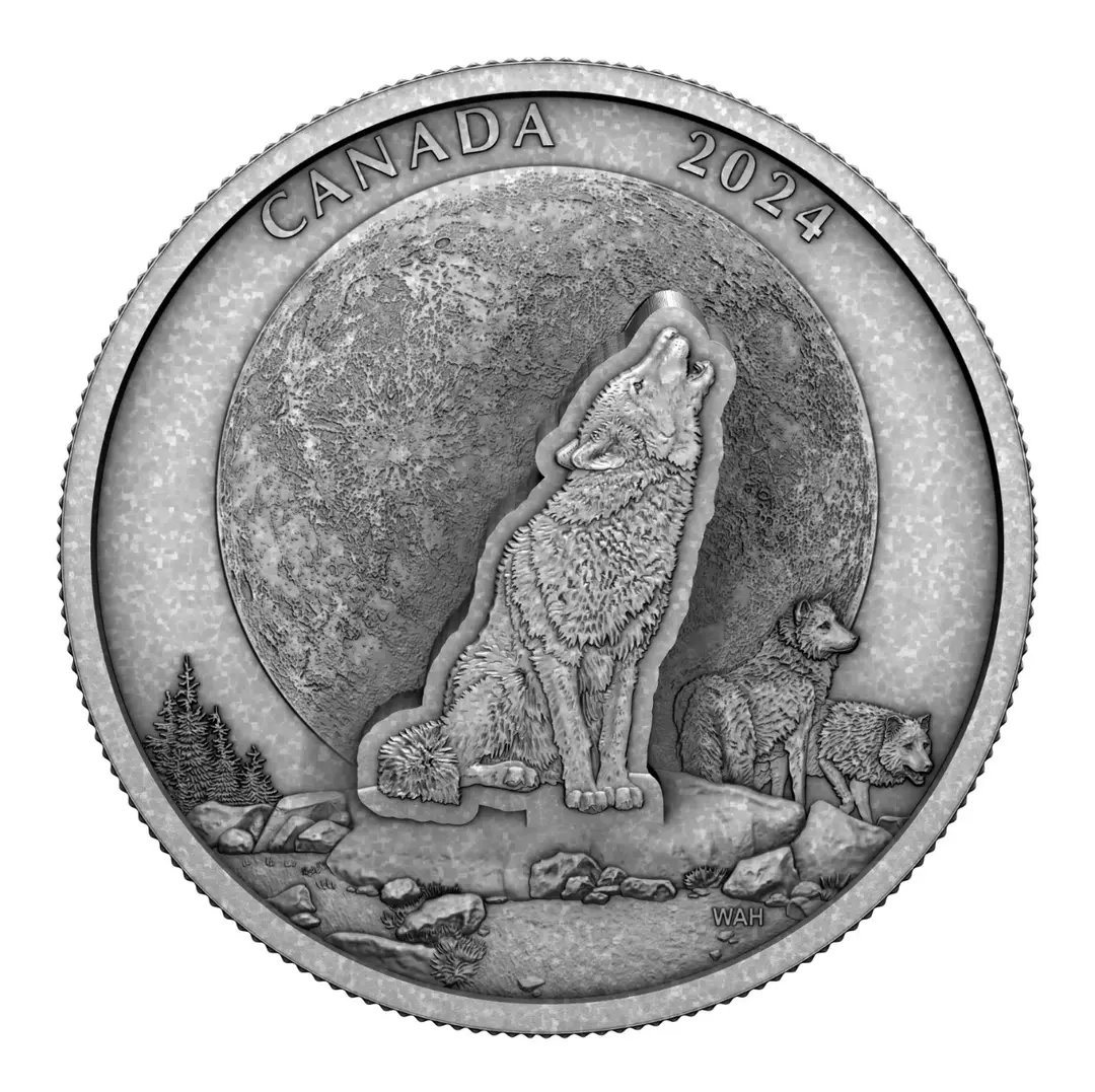 2024 Canada $30 The Howling Wolf 2ozt .9999 Pure Silver Coin thumbnail