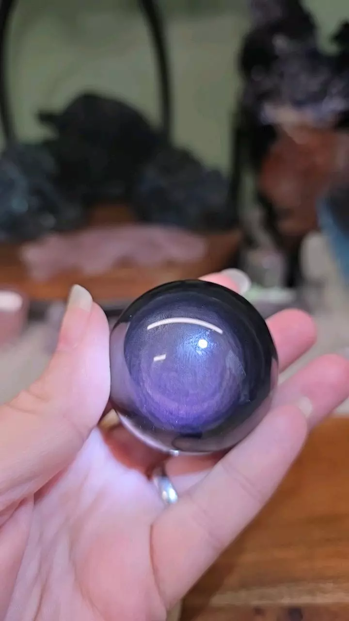 Rainbow Obsidian sphere 43.8mm w/stand #7 thumbnail