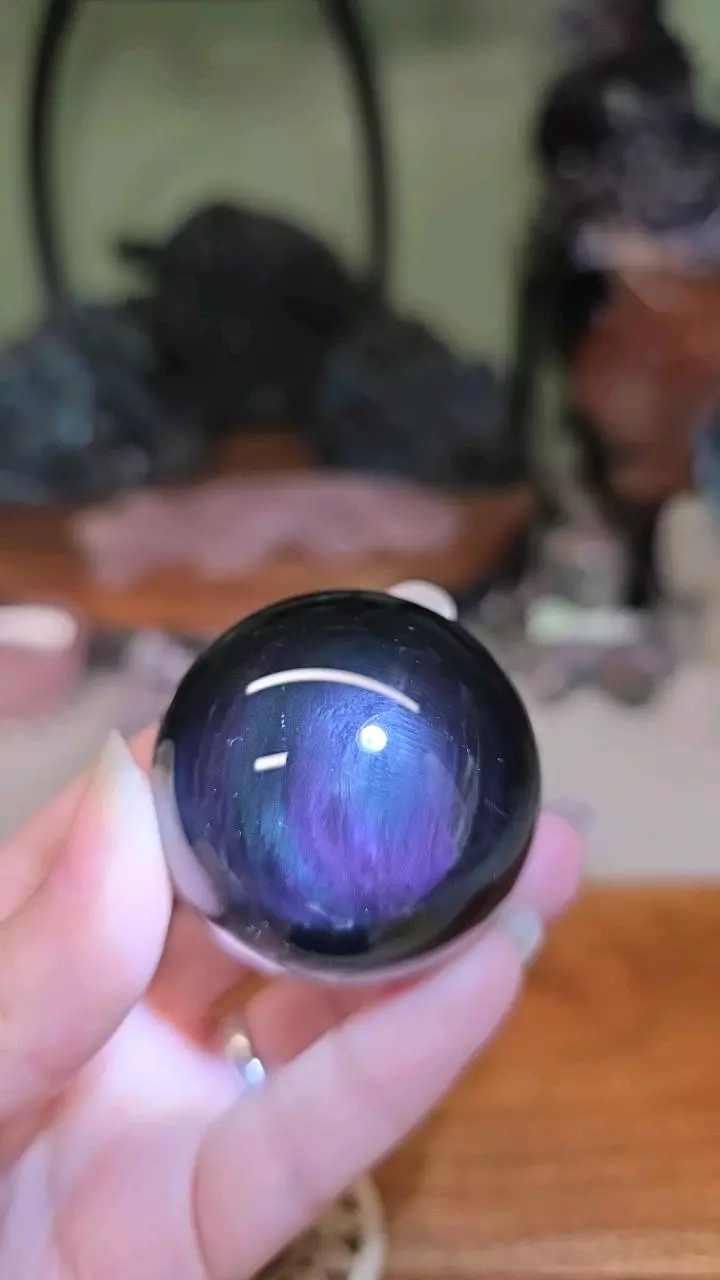 Rainbow Obsidian sphere 44.2mm w/stand #8 thumbnail