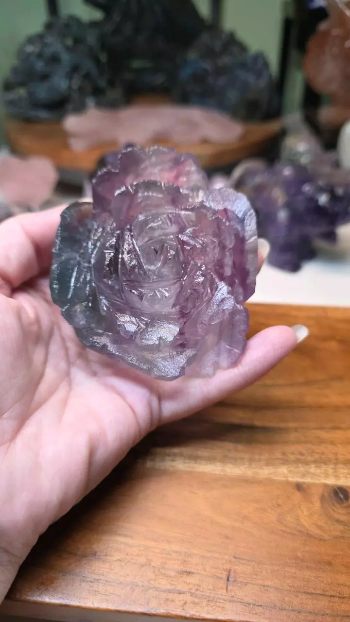 Fluorite rose carving (imperfect) thumbnail