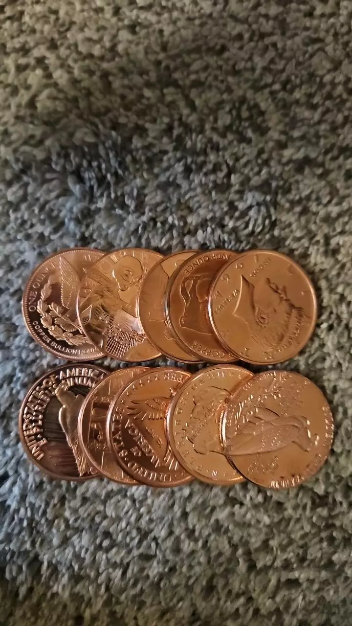 10 .999 1 oz copper rounds (bag 1) thumbnail