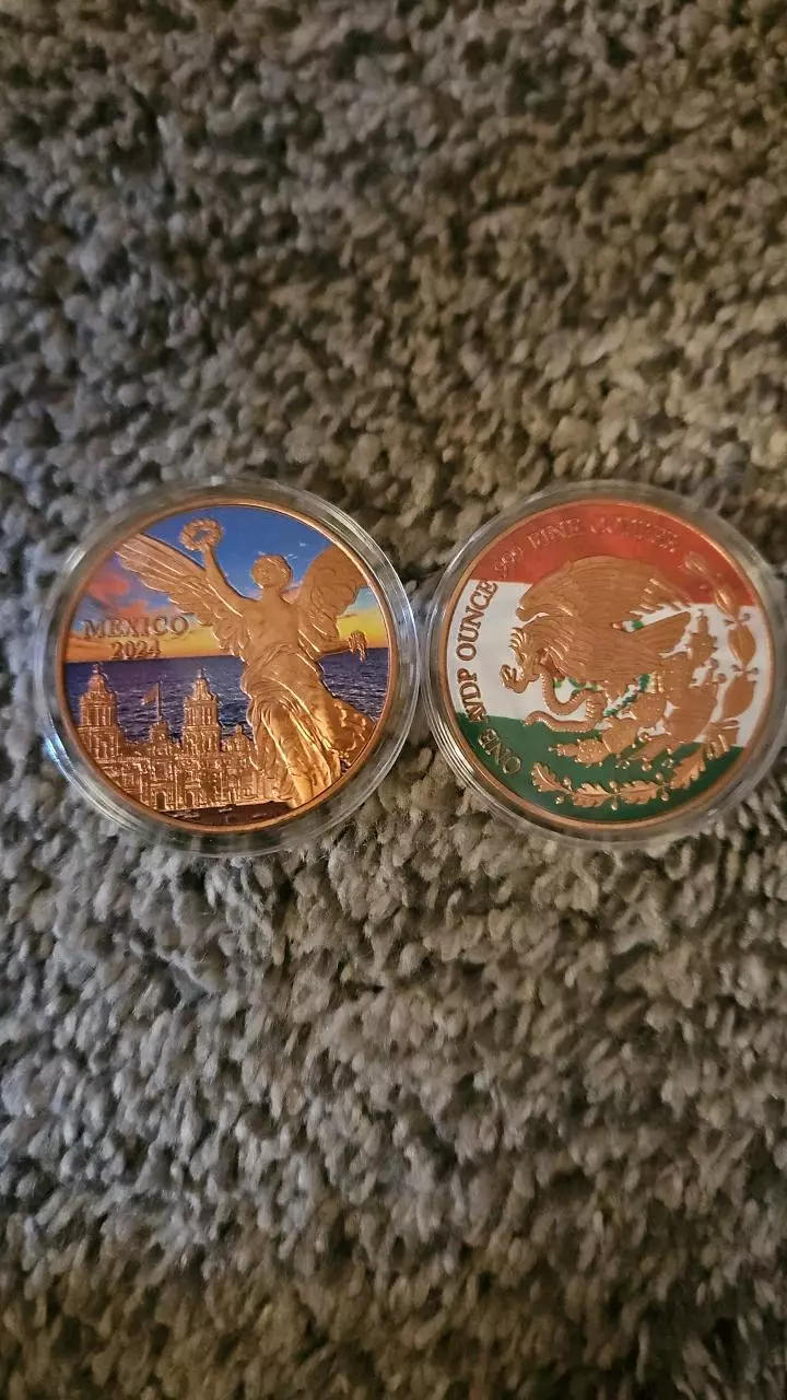 2 Mexican Libertad. 999 copper rounds thumbnail