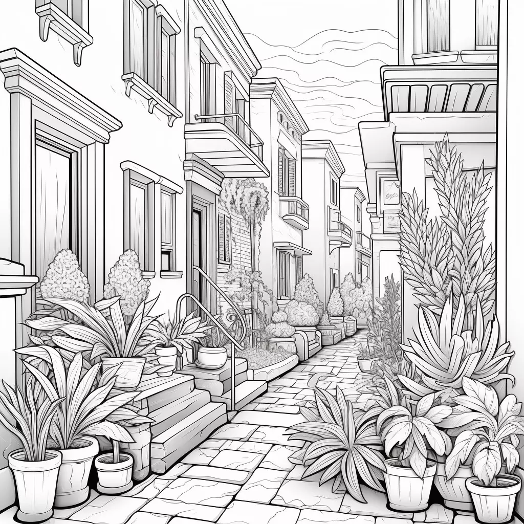 DIGITAL Download: Cobblestone Street Coloring Page thumbnail