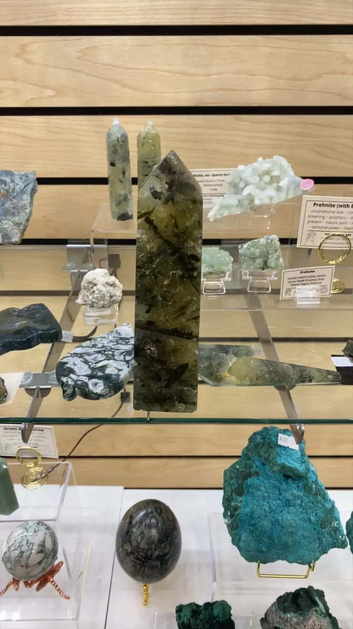 Large Epidote and Prehnite tower thumbnail