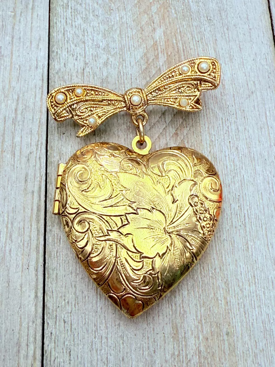 - B72 - Heart Locket Brooch 1.75” thumbnail
