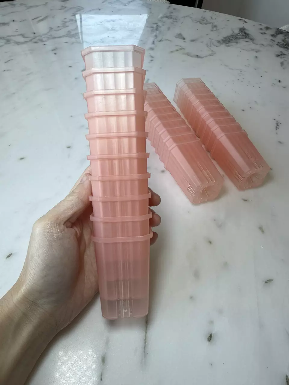 10 pack Mini 1.75” Clear Square Pots - Pink thumbnail
