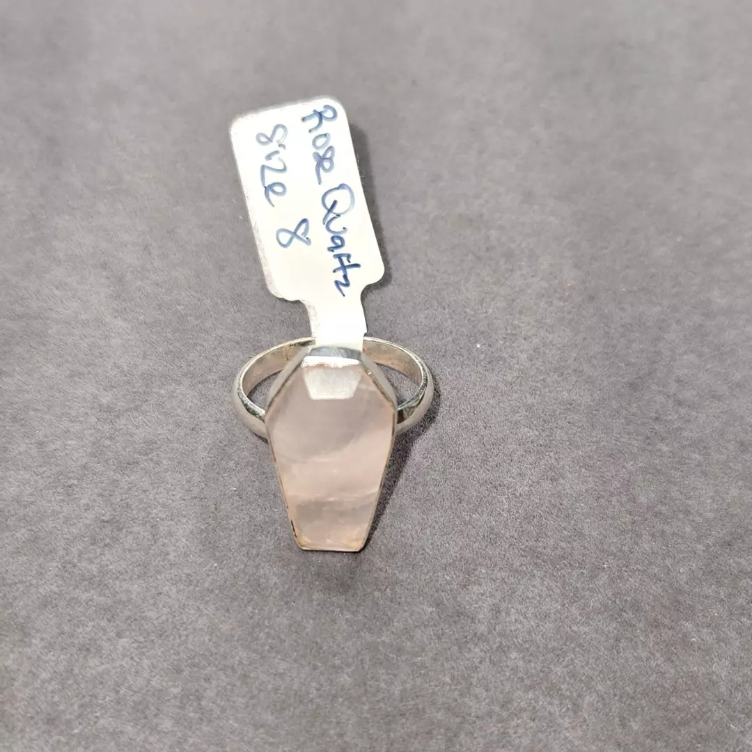 Rose Quartz Coffin Ring thumbnail