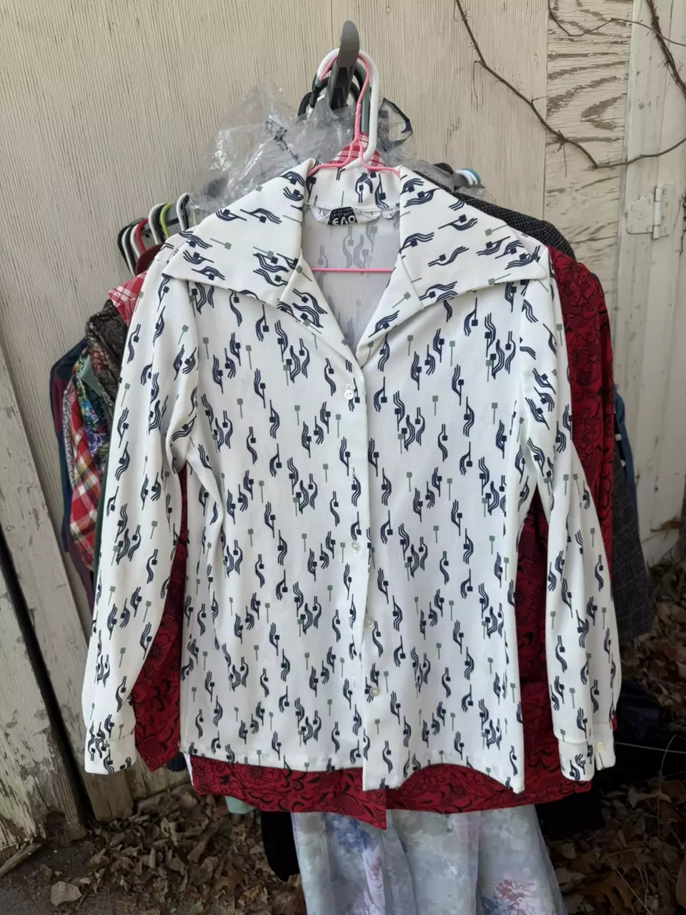 vintage 70s Devon polyester dagger point collar shirt size small thumbnail