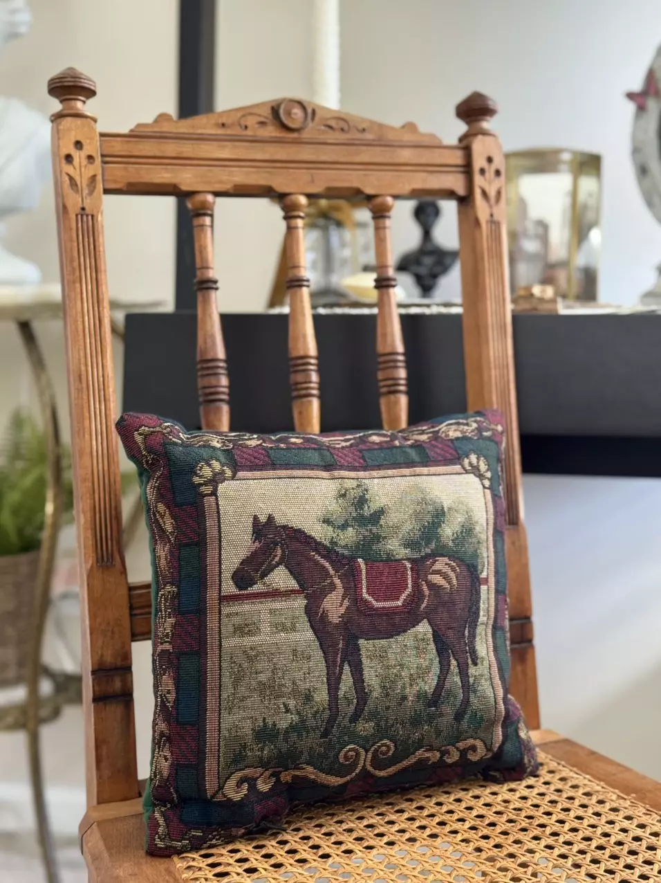 Tapestry equestrian accent pillow thumbnail