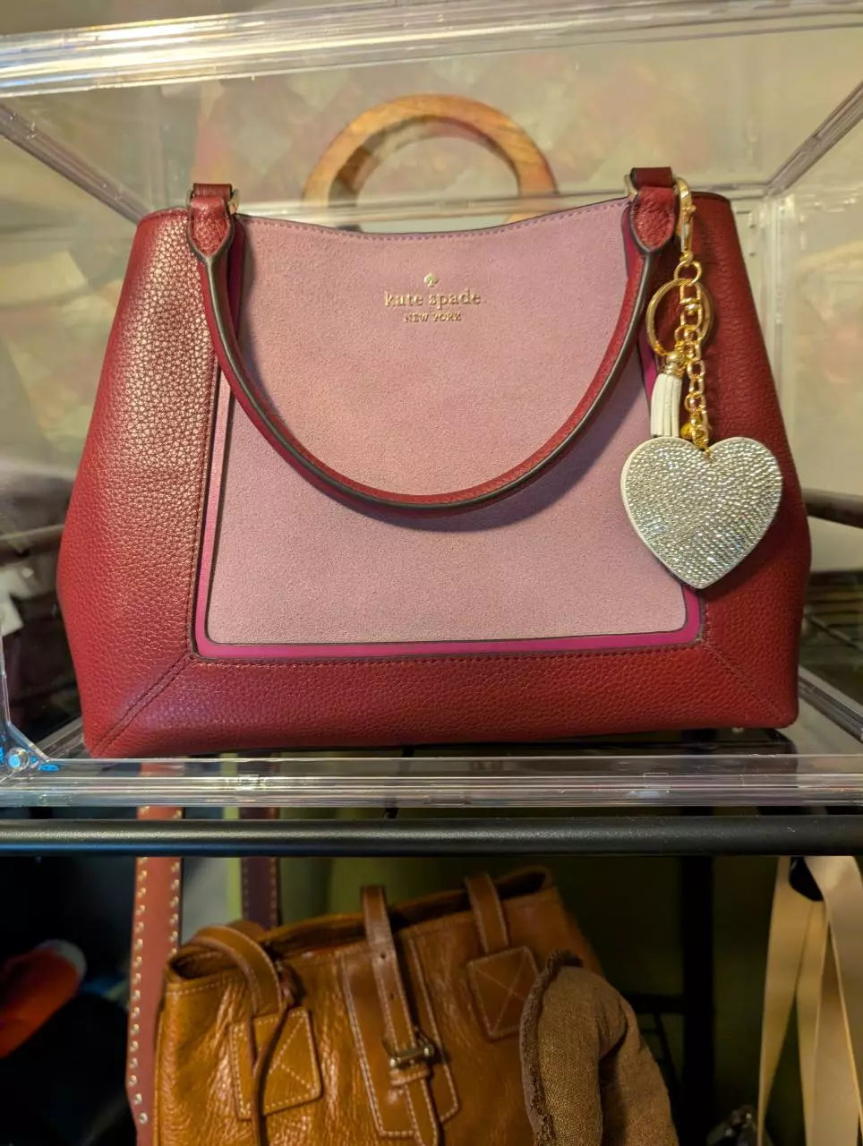 Kate Spade Pebbled Leather Lena Satchel Blackberry Multi thumbnail