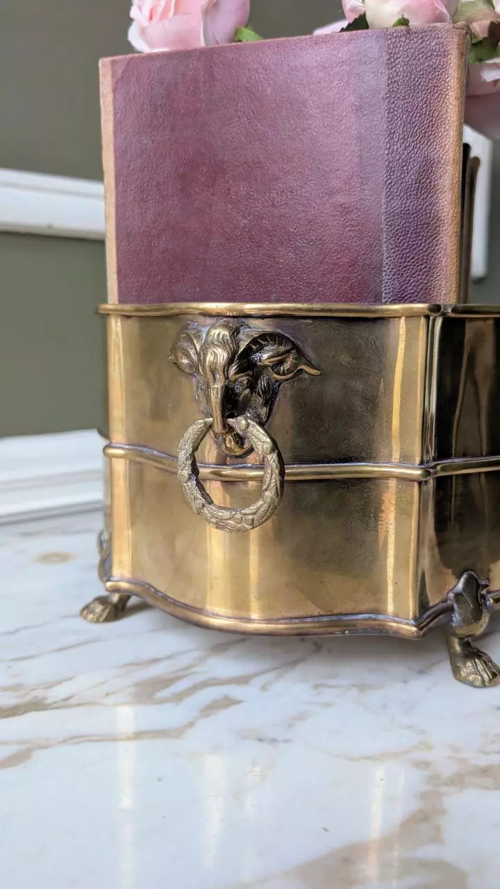 Large brass Ramshead Jardiniere thumbnail