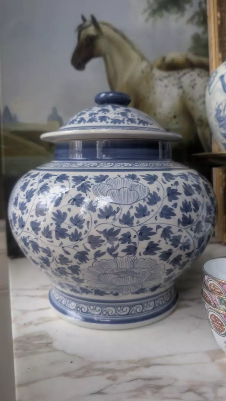 Large Chinoiserie blue & white jar thumbnail