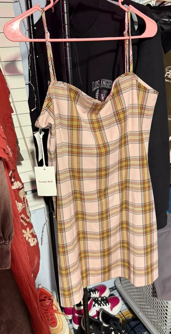 🔟 ARITZIA “Shimmer” Plaid Slip Dress – Size 12, NWT thumbnail