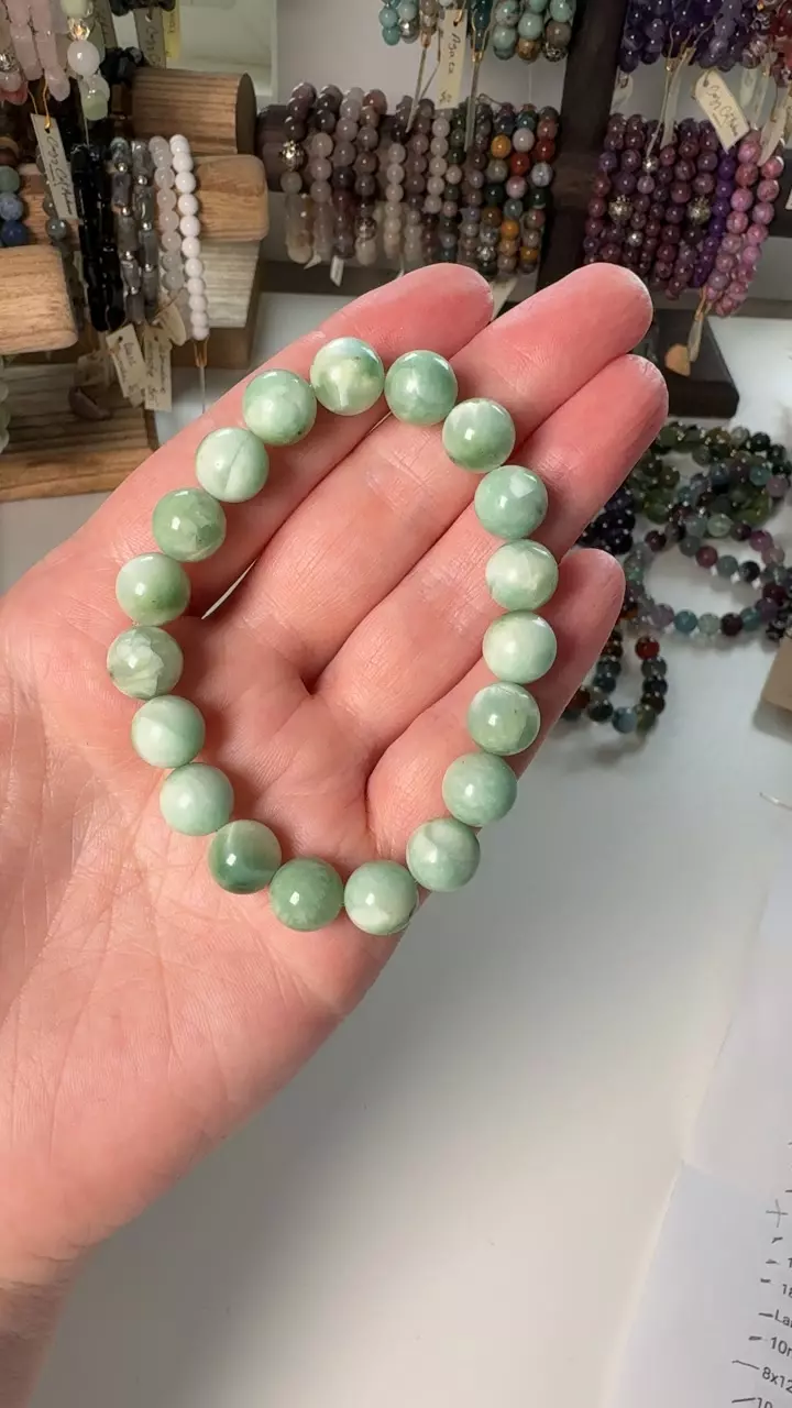 Garnierite stretch bracelet (aka Green Moonstone) thumbnail