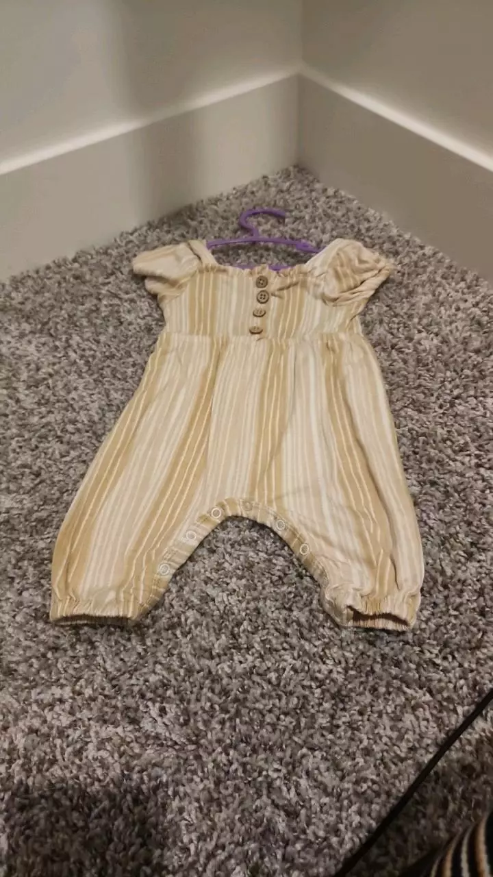 Jessica Simpson Tan  Stripe jumpsuit size 0/3 months thumbnail