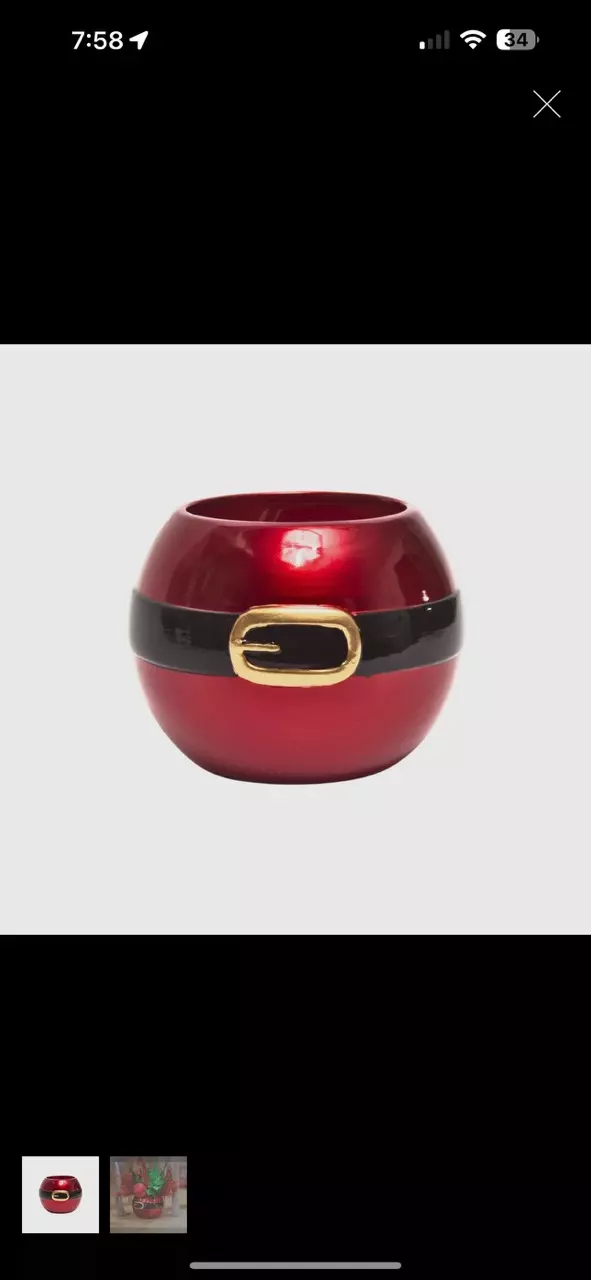 Holiday Santa Belt Ceramic Pot – Festive 5.5” Planter thumbnail