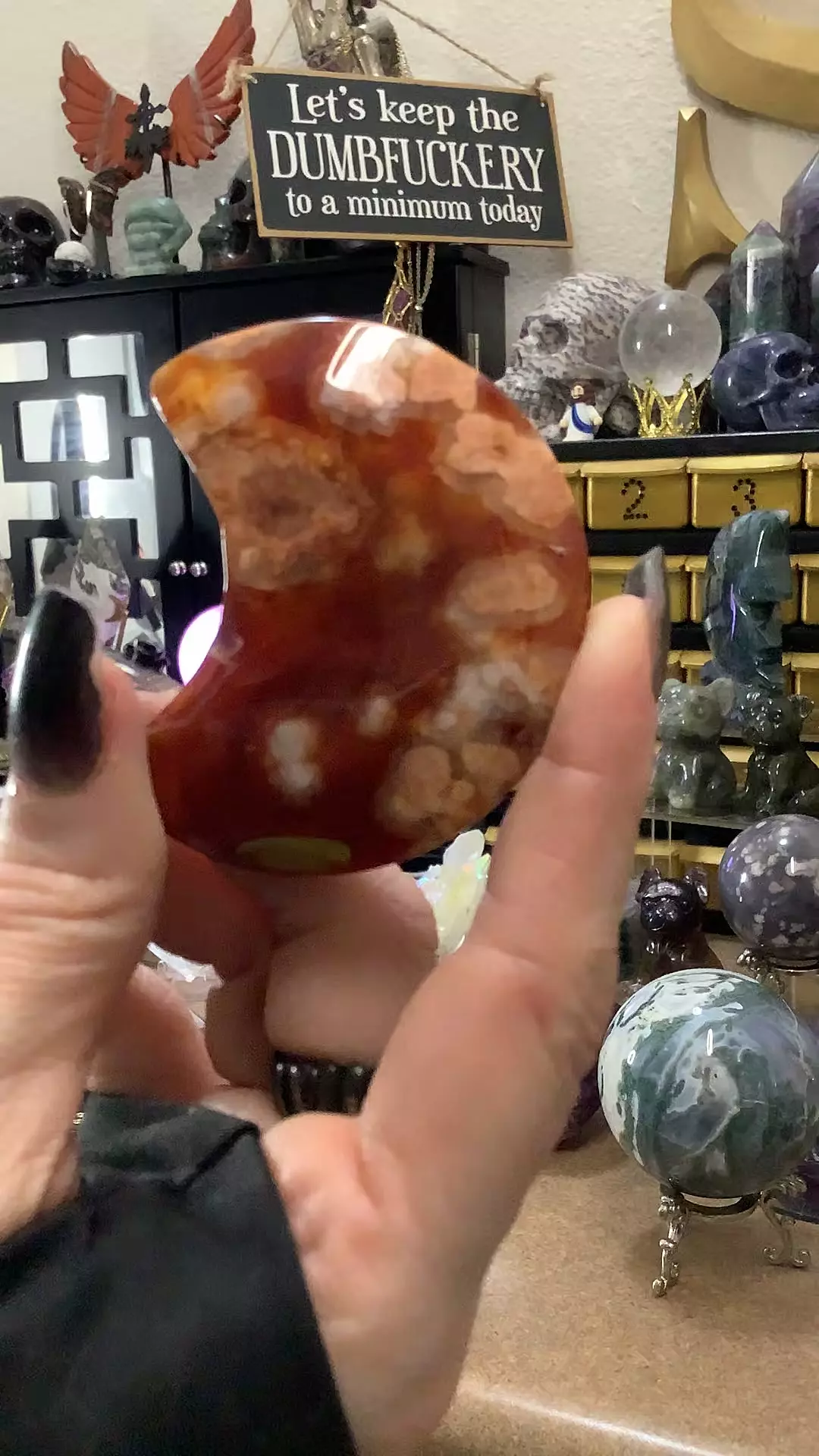 Carnelian Flower Agate Moon thumbnail
