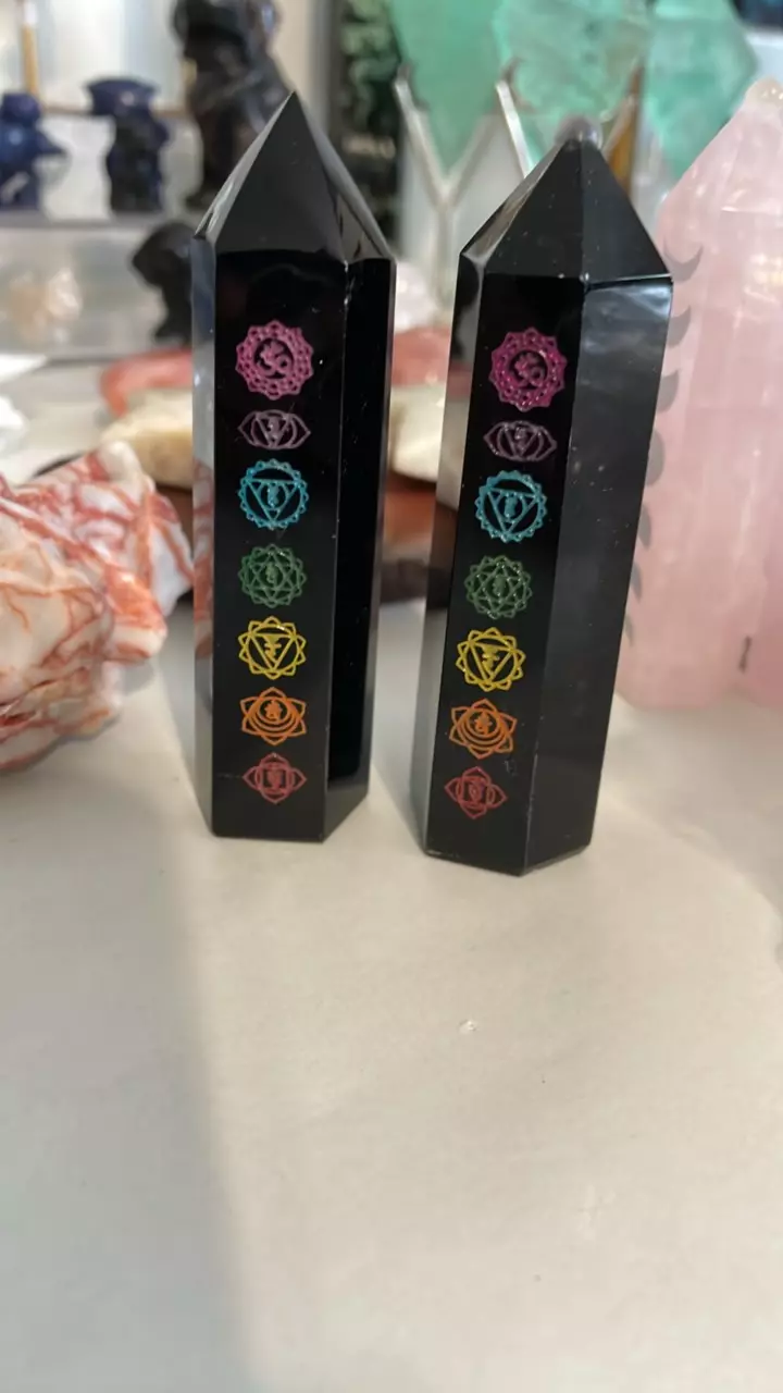 Black obsidian chakra tower thumbnail