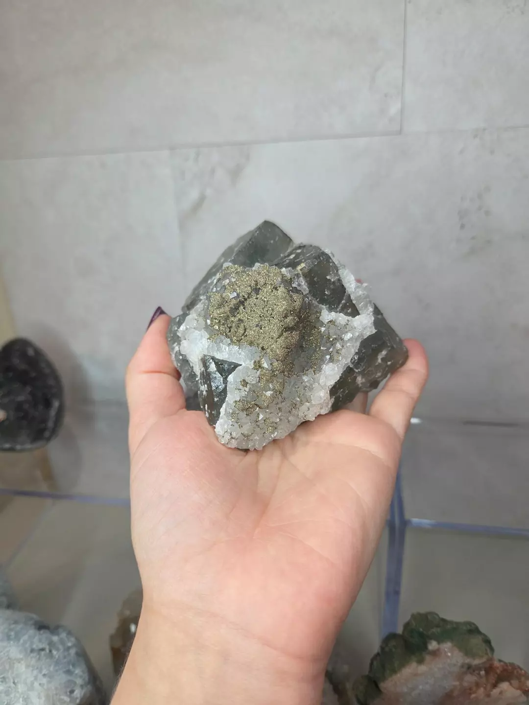 Green Fluorite with Pyrite OP $77 thumbnail