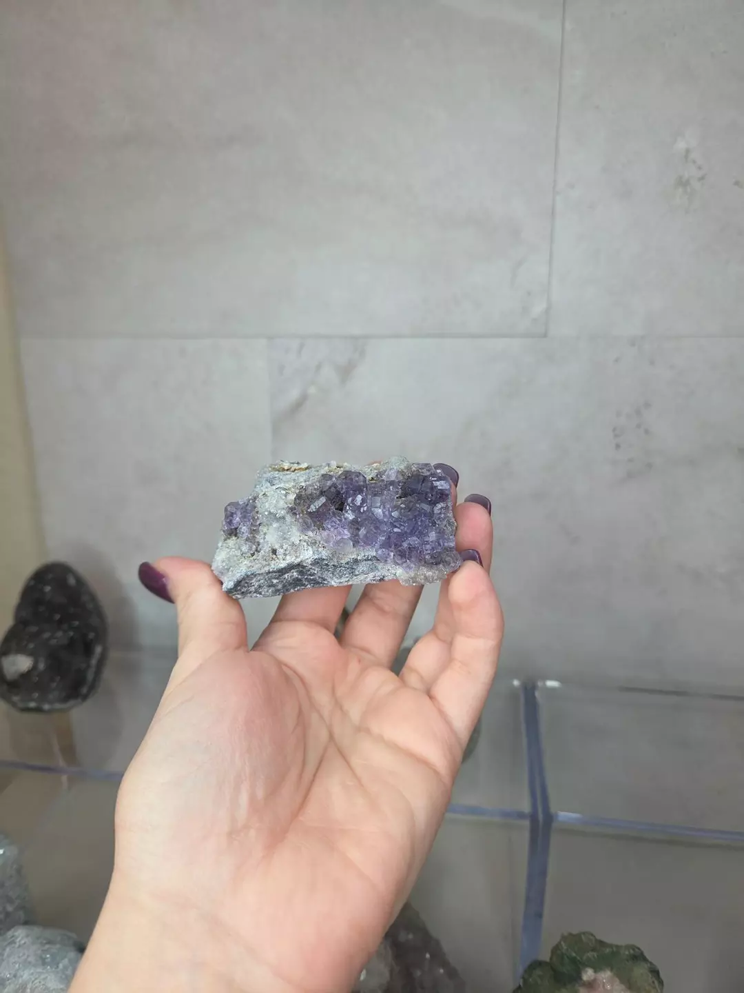 Tanzanite Fluorite on Drusy Quartz OP $117 thumbnail