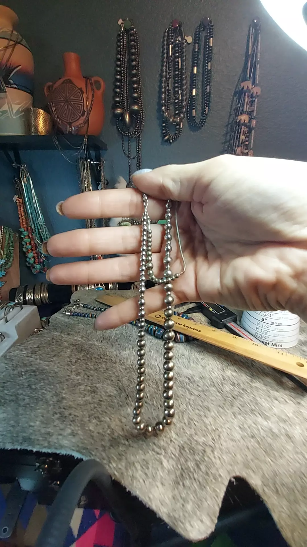 sterling silver bead necklace and bracelet thumbnail