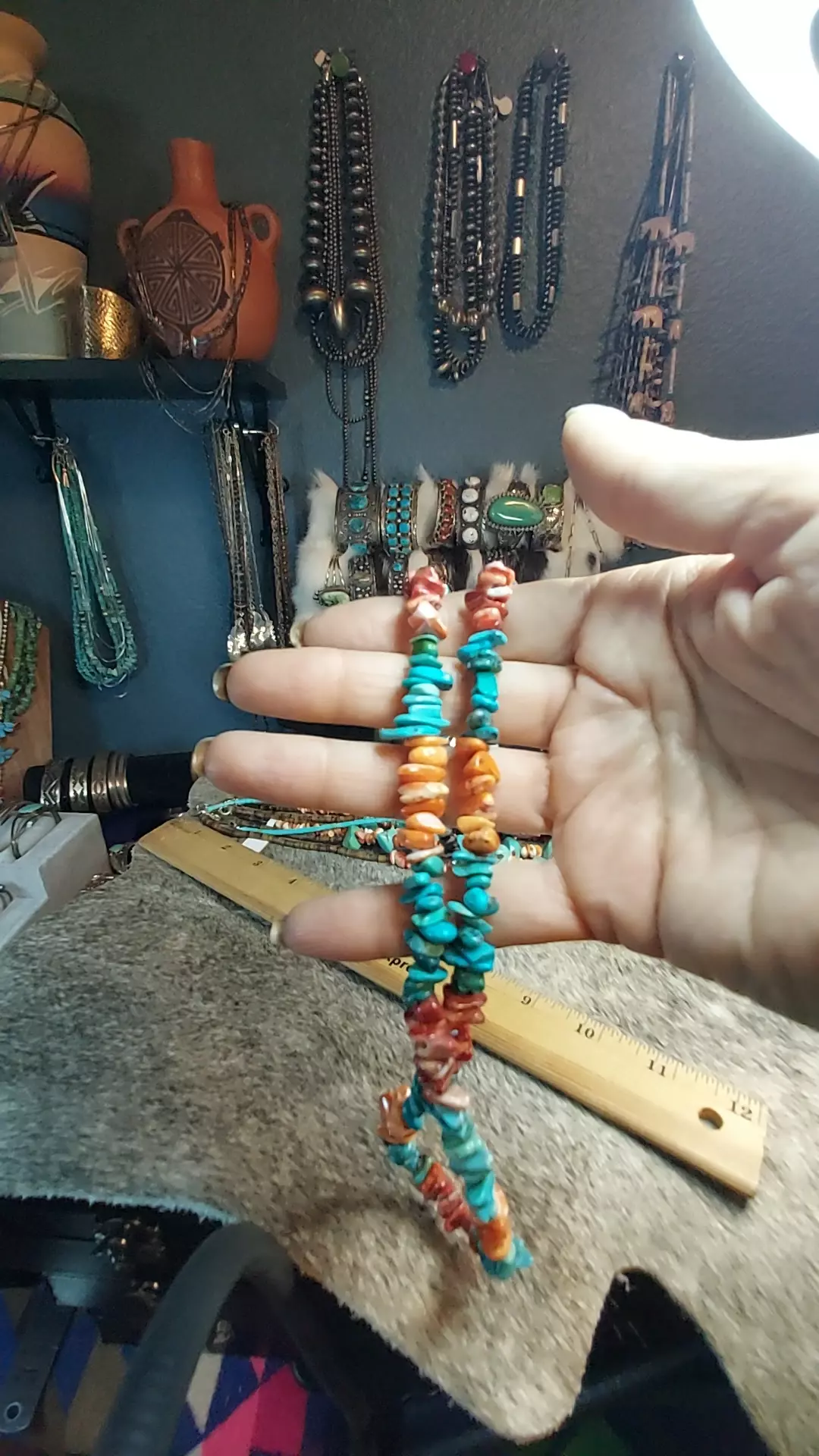 orange spiny and turquoise necklace thumbnail
