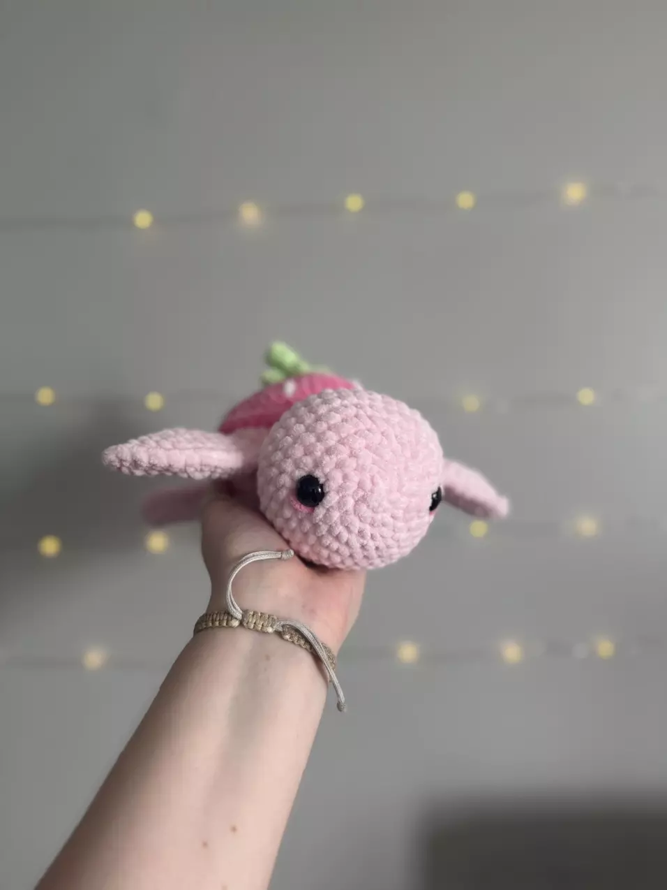 Pink Strawberry Turtle Crochet Plush thumbnail
