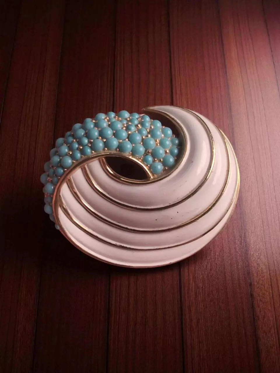 Vintage Crown Trifari mid-century swirl signed brooch 2 in thumbnail