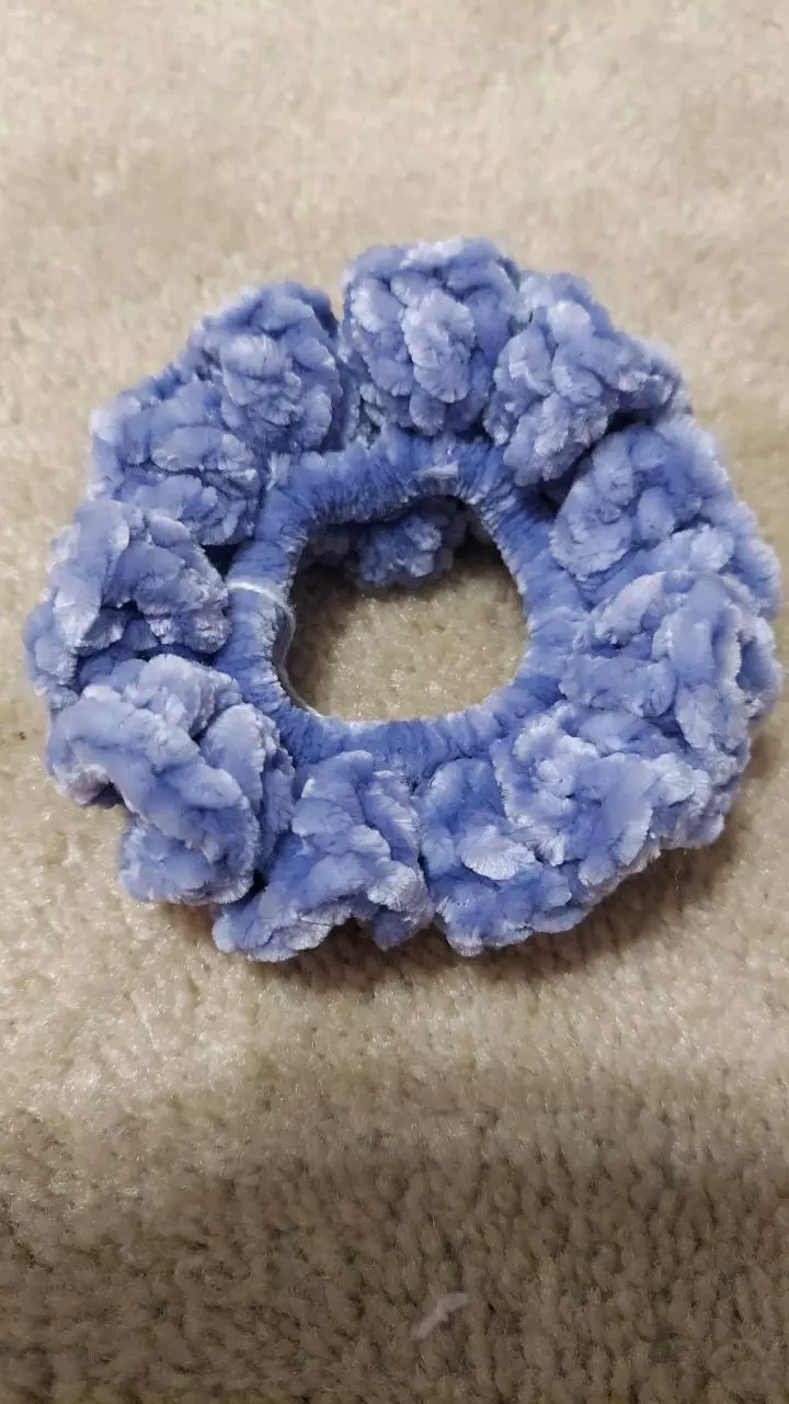 Velvet scrunchy in bright blue thumbnail