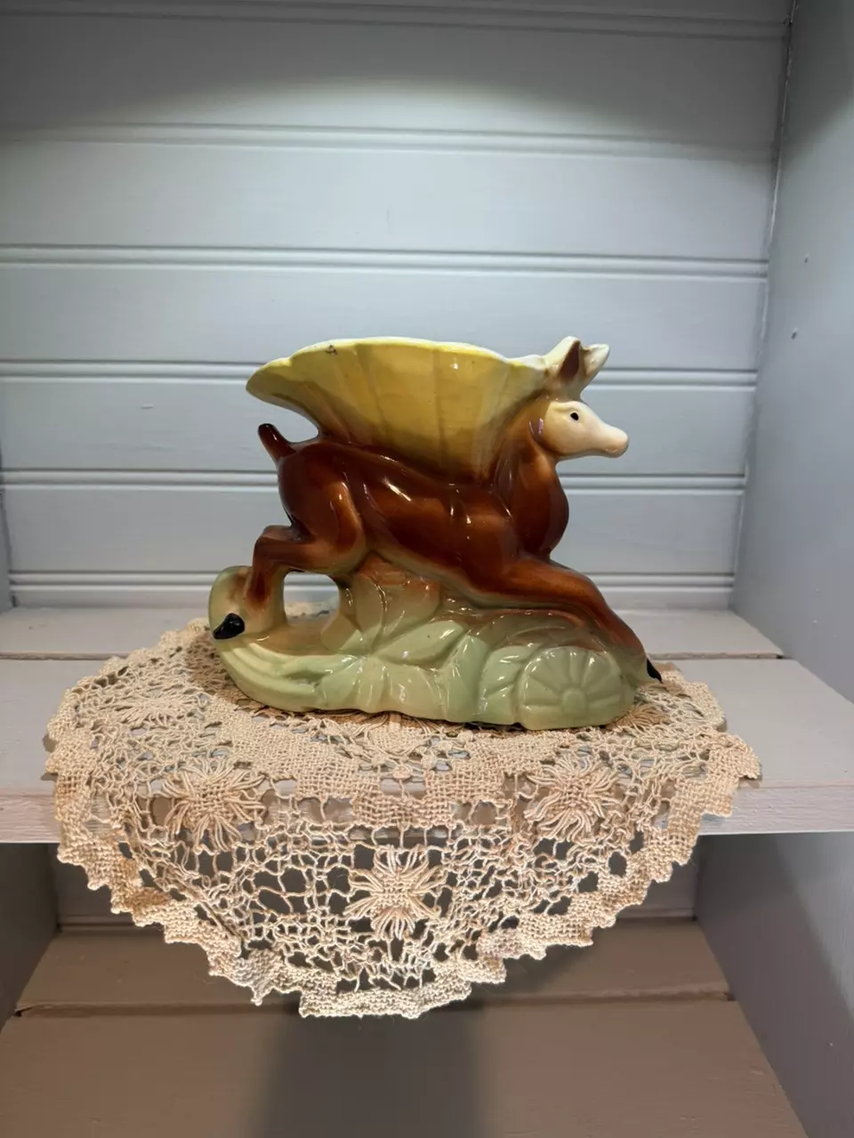 American Bisque Co leaping deer ceramic planter thumbnail