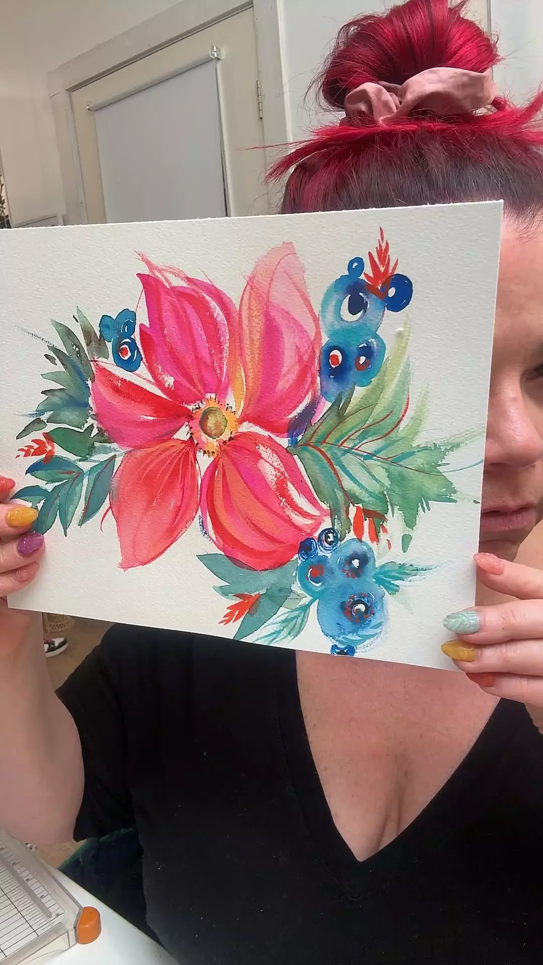 8x10 Watercolor Flower Original thumbnail